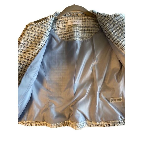 Calvin Klein women’s blue black and white French short tweed jacket size 6 - Picture 5 of 6